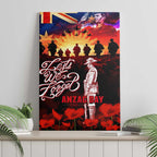 Australia ANZAC Day Canvas Wall Art Let We Forget - Tribute Art with Soldiers and Poppies