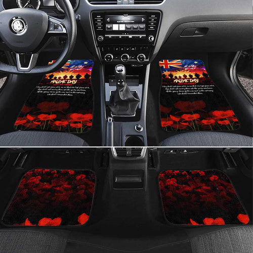 Australia ANZAC Day Car Mats Let We Forget - Tribute Art with Soldiers and Poppies