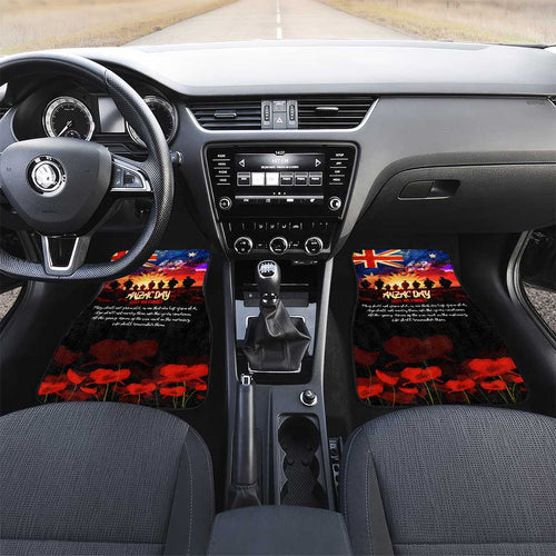 Australia ANZAC Day Car Mats Let We Forget - Tribute Art with Soldiers and Poppies