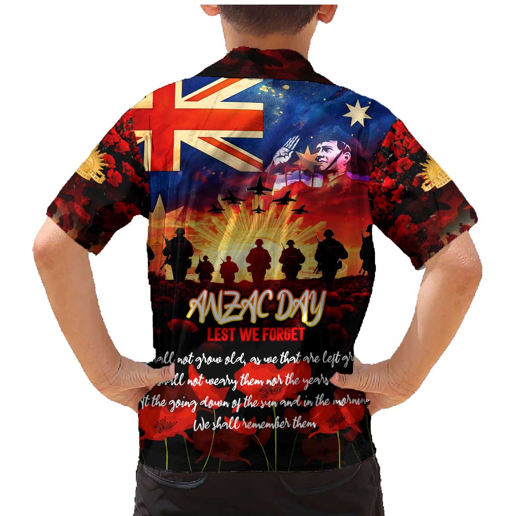 Australia ANZAC Day Family Matching Mermaid Dress and Hawaiian Shirt Let We Forget - Tribute Art with Soldiers and Poppies