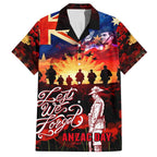 Australia ANZAC Day Family Matching Short Sleeve Bodycon Dress and Hawaiian Shirt Let We Forget - Tribute Art with Soldiers and Poppies