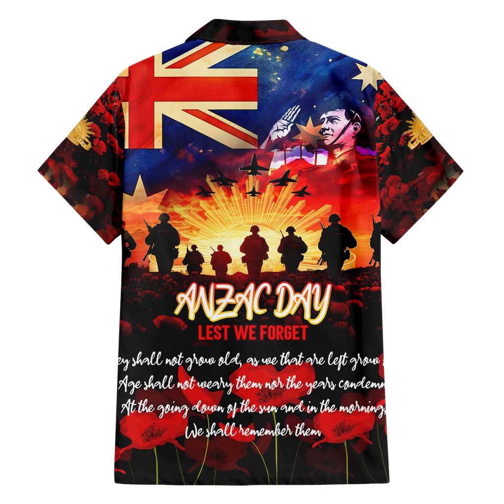 Australia ANZAC Day Family Matching Short Sleeve Bodycon Dress and Hawaiian Shirt Let We Forget - Tribute Art with Soldiers and Poppies