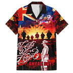 Australia ANZAC Day Hawaiian Shirt Let We Forget - Tribute Art with Soldiers and Poppies