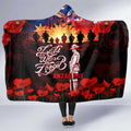 Australia ANZAC Day Hooded Blanket Let We Forget - Tribute Art with Soldiers and Poppies