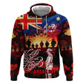 Australia ANZAC Day Hoodie Let We Forget - Tribute Art with Soldiers and Poppies