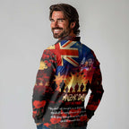 Australia ANZAC Day Long Sleeve Polo Shirt Let We Forget - Tribute Art with Soldiers and Poppies