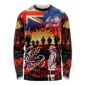 Australia ANZAC Day Long Sleeve Shirt Let We Forget - Tribute Art with Soldiers and Poppies