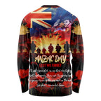 Australia ANZAC Day Long Sleeve Shirt Let We Forget - Tribute Art with Soldiers and Poppies