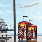 Australia ANZAC Day Luggage Cover Let We Forget - Tribute Art with Soldiers and Poppies