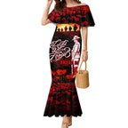 Australia ANZAC Day Mermaid Dress Let We Forget - Tribute Art with Soldiers and Poppies