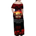 Australia ANZAC Day Off Shoulder Maxi Dress Let We Forget - Tribute Art with Soldiers and Poppies