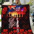 Australia ANZAC Day Quilt Let We Forget - Tribute Art with Soldiers and Poppies