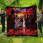 Australia ANZAC Day Quilt Let We Forget - Tribute Art with Soldiers and Poppies