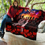 Australia ANZAC Day Quilt Let We Forget - Tribute Art with Soldiers and Poppies