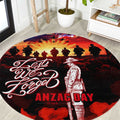 Australia ANZAC Day Round Carpet Let We Forget - Tribute Art with Soldiers and Poppies