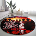 Australia ANZAC Day Round Carpet Let We Forget - Tribute Art with Soldiers and Poppies