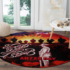 Australia ANZAC Day Round Carpet Let We Forget - Tribute Art with Soldiers and Poppies