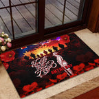 Australia ANZAC Day Rubber Doormat Let We Forget - Tribute Art with Soldiers and Poppies
