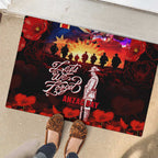 Australia ANZAC Day Rubber Doormat Let We Forget - Tribute Art with Soldiers and Poppies