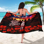Australia ANZAC Day Sarong Let We Forget - Tribute Art with Soldiers and Poppies