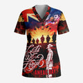 Australia ANZAC Day Scrub Top Let We Forget - Tribute Art with Soldiers and Poppies - Aussie Hoodie