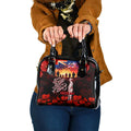 Australia ANZAC Day Shoulder Handbag Let We Forget - Tribute Art with Soldiers and Poppies
