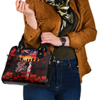Australia ANZAC Day Shoulder Handbag Let We Forget - Tribute Art with Soldiers and Poppies