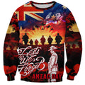 Australia ANZAC Day Sweatshirt Let We Forget - Tribute Art with Soldiers and Poppies