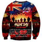 Australia ANZAC Day Sweatshirt Let We Forget - Tribute Art with Soldiers and Poppies