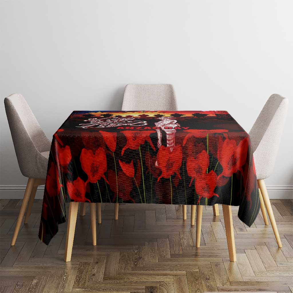 Australia ANZAC Day Tablecloth Let We Forget - Tribute Art with Soldiers and Poppies