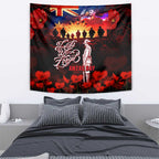 Australia ANZAC Day Tapestry Let We Forget - Tribute Art with Soldiers and Poppies