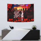 Australia ANZAC Day Tapestry Let We Forget - Tribute Art with Soldiers and Poppies