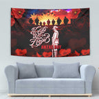 Australia ANZAC Day Tapestry Let We Forget - Tribute Art with Soldiers and Poppies