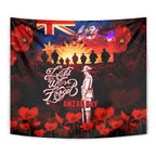 Australia ANZAC Day Tapestry Let We Forget - Tribute Art with Soldiers and Poppies