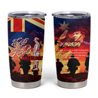 Australia ANZAC Day Tumbler Cup Let We Forget - Tribute Art with Soldiers and Poppies