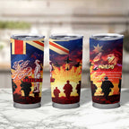 Australia ANZAC Day Tumbler Cup Let We Forget - Tribute Art with Soldiers and Poppies