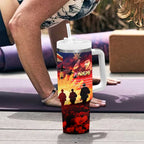 Australia ANZAC Day Tumbler With Handle Let We Forget - Tribute Art with Soldiers and Poppies
