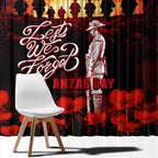 Australia ANZAC Day Window Curtain Let We Forget - Tribute Art with Soldiers and Poppies