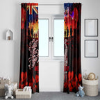 Australia ANZAC Day Window Curtain Let We Forget - Tribute Art with Soldiers and Poppies