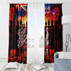 Australia ANZAC Day Window Curtain Let We Forget - Tribute Art with Soldiers and Poppies