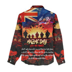 Australia ANZAC Day Women Casual Shirt Let We Forget - Tribute Art with Soldiers and Poppies