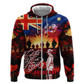 Australia ANZAC Day Zip Hoodie Let We Forget - Tribute Art with Soldiers and Poppies