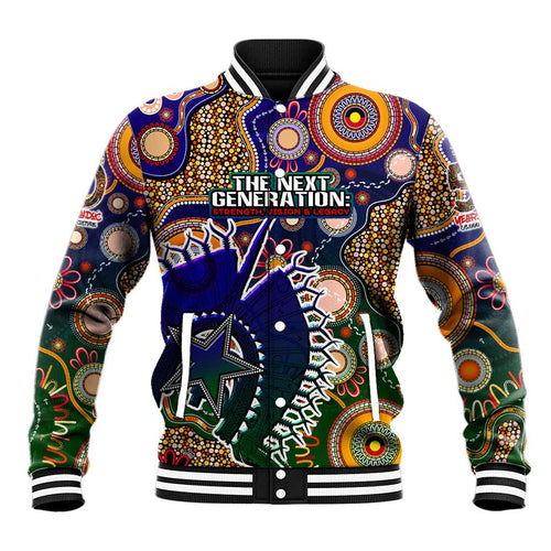 Personalised Indigenous Naidoc Week 2025 Baseball Jacket Aboriginal and Torres Strait Islands Dhari Mask