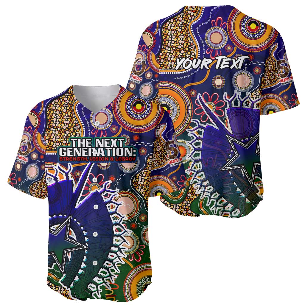 Personalised Indigenous Naidoc Week 2025 Baseball Jersey Aboriginal and Torres Strait Islands Dhari Mask