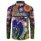 Personalised Indigenous Naidoc Week 2025 Button Sweatshirt Aboriginal and Torres Strait Islands Dhari Mask
