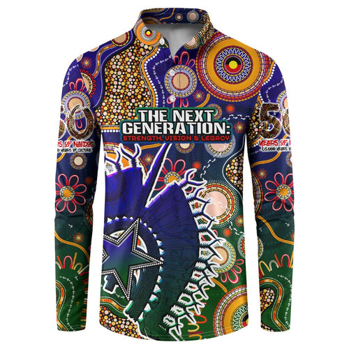 Personalised Indigenous Naidoc Week 2025 Button Sweatshirt Aboriginal and Torres Strait Islands Dhari Mask