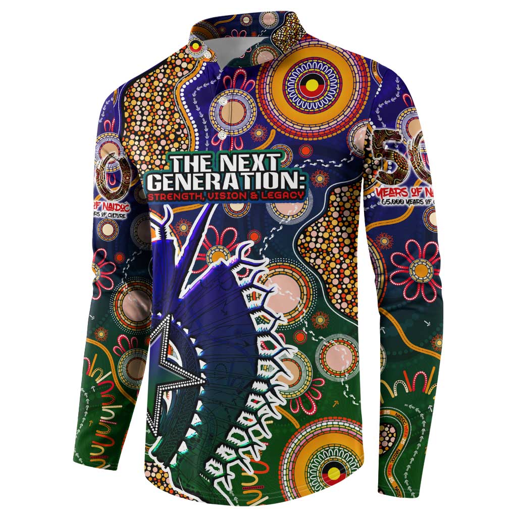 Personalised Indigenous Naidoc Week 2025 Button Sweatshirt Aboriginal and Torres Strait Islands Dhari Mask