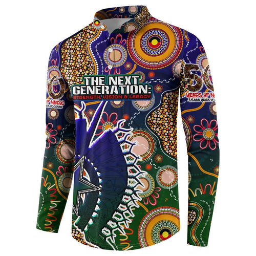 Personalised Indigenous Naidoc Week 2025 Button Sweatshirt Aboriginal and Torres Strait Islands Dhari Mask