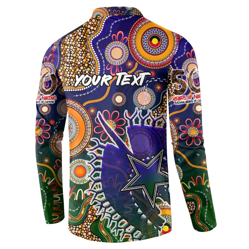 Personalised Indigenous Naidoc Week 2025 Button Sweatshirt Aboriginal and Torres Strait Islands Dhari Mask