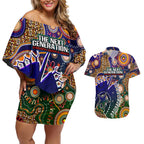Personalised Indigenous Naidoc Week 2025 Couples Matching Off Shoulder Short Dress and Hawaiian Shirt Aboriginal and Torres Strait Islands Dhari Mask